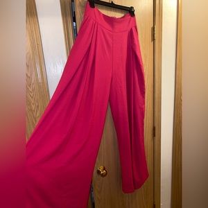 High waisted, wide leg, flowy pants pink pants from AKIRA